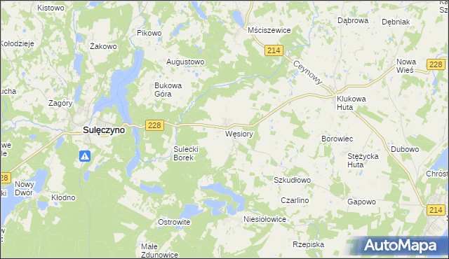 mapa Węsiory, Węsiory na mapie Targeo