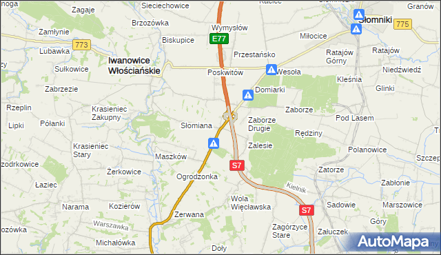 mapa Widoma gmina Iwanowice, Widoma gmina Iwanowice na mapie Targeo