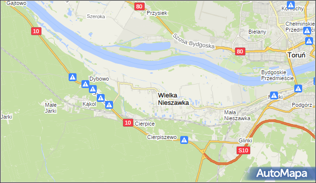 mapa Wielka Nieszawka, Wielka Nieszawka na mapie Targeo