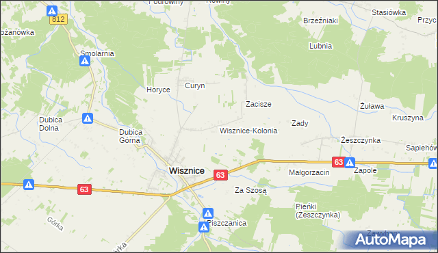 mapa Wisznice-Kolonia, Wisznice-Kolonia na mapie Targeo