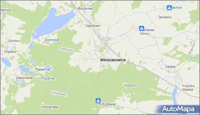 mapa Włoszakowice, Włoszakowice na mapie Targeo