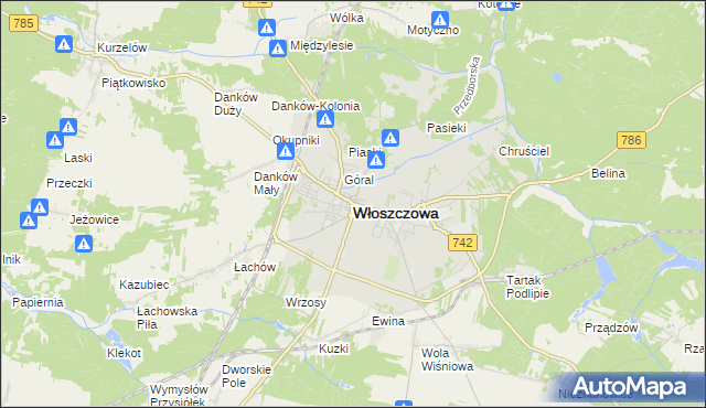 mapa Włoszczowa, Włoszczowa na mapie Targeo