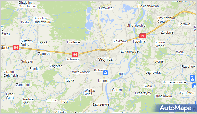 mapa Wojnicz, Wojnicz na mapie Targeo