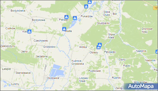 mapa Wólka gmina Koniecpol, Wólka gmina Koniecpol na mapie Targeo