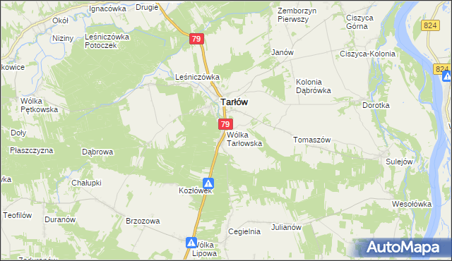 mapa Wólka Tarłowska, Wólka Tarłowska na mapie Targeo