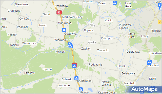 mapa Zabijak gmina Koziegłowy, Zabijak gmina Koziegłowy na mapie Targeo