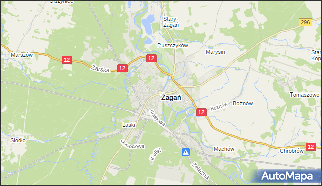 mapa Żagań, Żagań na mapie Targeo