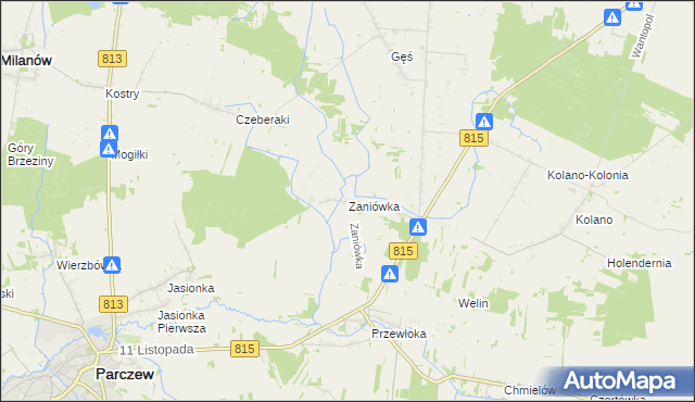 mapa Zaniówka, Zaniówka na mapie Targeo