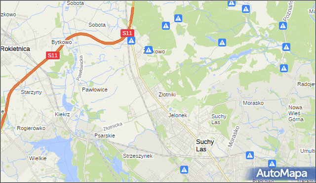 mapa Złotniki gmina Suchy Las, Złotniki gmina Suchy Las na mapie Targeo