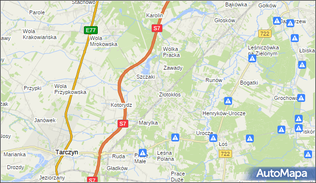 mapa Złotokłos, Złotokłos na mapie Targeo