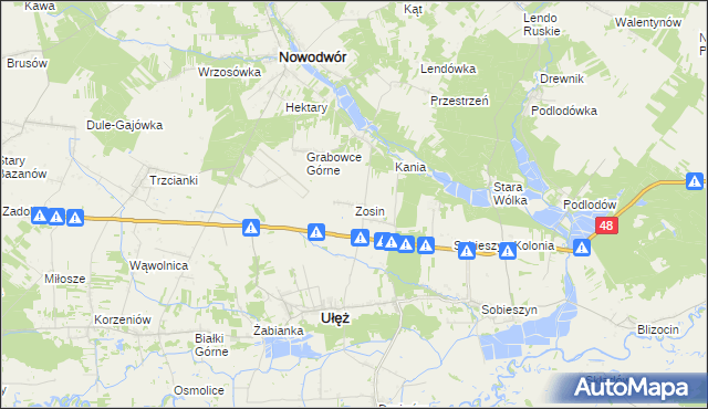 mapa Zosin gmina Ułęż, Zosin gmina Ułęż na mapie Targeo