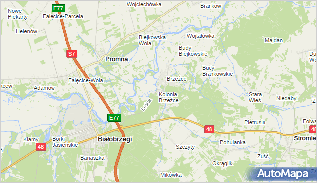 mapa Kolonia Brzeźce, Kolonia Brzeźce na mapie Targeo