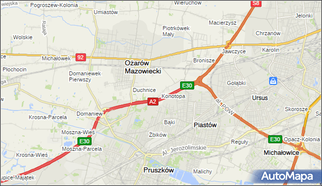 mapa Konotopa gmina Ożarów Mazowiecki, Konotopa gmina Ożarów Mazowiecki na mapie Targeo