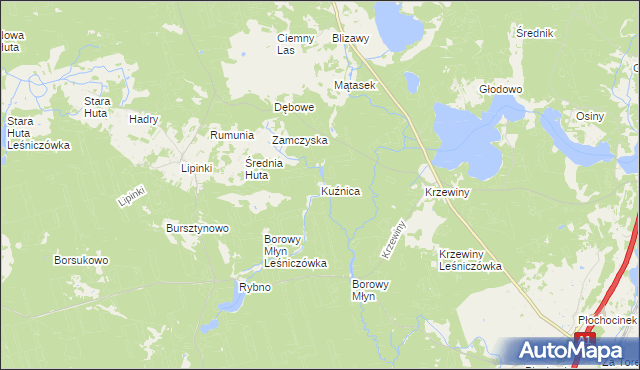 mapa Kuźnica gmina Warlubie, Kuźnica gmina Warlubie na mapie Targeo