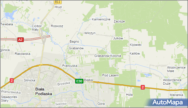 mapa Grabanów-Kolonia, Grabanów-Kolonia na mapie Targeo
