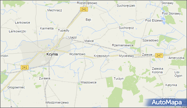 mapa Krzepiszyn gmina Kcynia, Krzepiszyn gmina Kcynia na mapie Targeo
