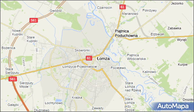 mapa Łomży, Łomża na mapie Targeo