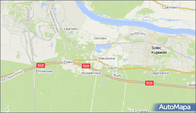 mapa Makowiska gmina Solec Kujawski, Makowiska gmina Solec Kujawski na mapie Targeo
