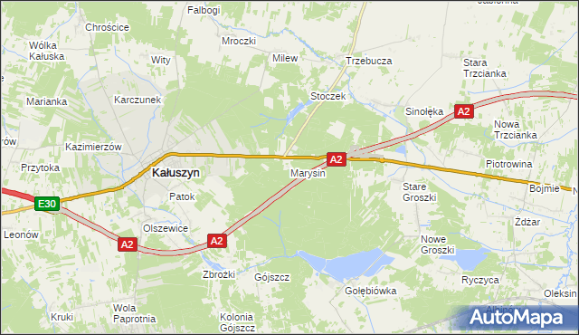 mapa Marysin gmina Kałuszyn, Marysin gmina Kałuszyn na mapie Targeo