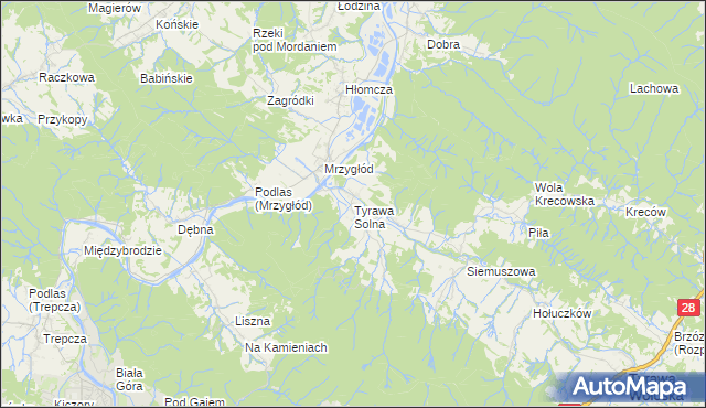 mapa Tyrawa Solna, Tyrawa Solna na mapie Targeo