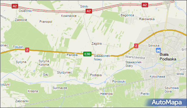 mapa Sławacinek Nowy, Sławacinek Nowy na mapie Targeo