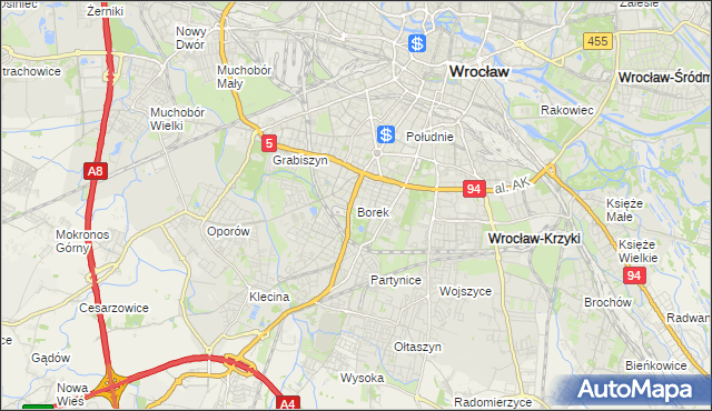 mapa Borek gmina Wrocław, Borek gmina Wrocław na mapie Targeo