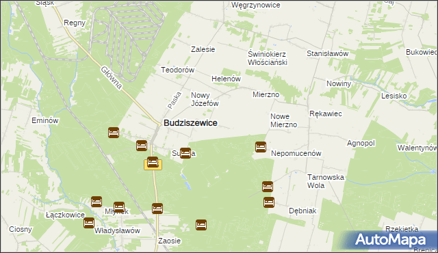 mapa Adamów gmina Budziszewice, Adamów gmina Budziszewice na mapie Targeo