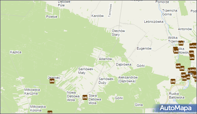 mapa Adamów gmina Sienno, Adamów gmina Sienno na mapie Targeo