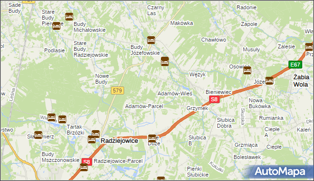 mapa Adamów-Wieś, Adamów-Wieś na mapie Targeo