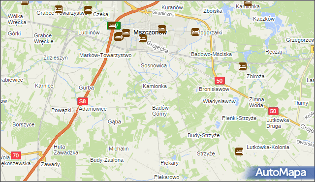 mapa Adamówek gmina Mszczonów, Adamówek gmina Mszczonów na mapie Targeo