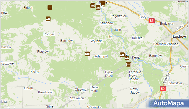 mapa Adampol gmina Jadów, Adampol gmina Jadów na mapie Targeo