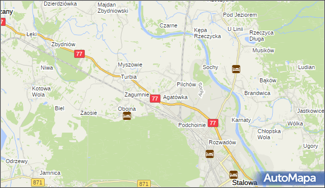 mapa Agatówka gmina Zaleszany, Agatówka gmina Zaleszany na mapie Targeo