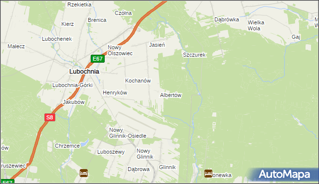 mapa Albertów gmina Lubochnia, Albertów gmina Lubochnia na mapie Targeo