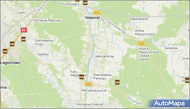 mapa Aleksandrów gmina Nieporęt, Aleksandrów gmina Nieporęt na mapie Targeo