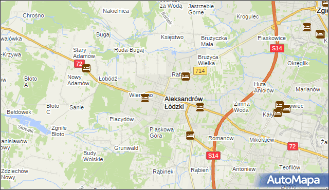 mapa Aleksandrów Łódzki, Aleksandrów Łódzki na mapie Targeo