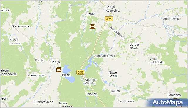 mapa Aleksandrowo gmina Rakoniewice, Aleksandrowo gmina Rakoniewice na mapie Targeo