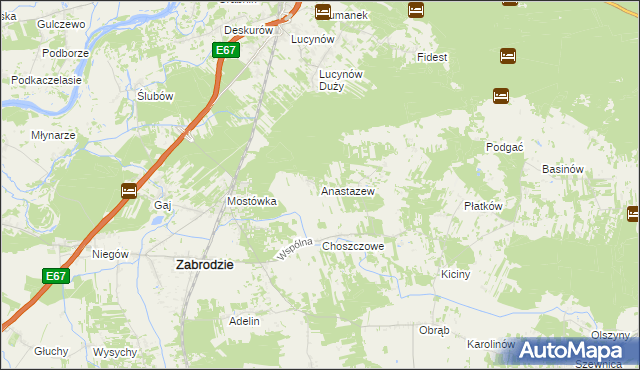 mapa Anastazew gmina Zabrodzie, Anastazew gmina Zabrodzie na mapie Targeo