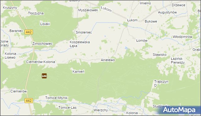 mapa Anielewo gmina Zagórów, Anielewo gmina Zagórów na mapie Targeo