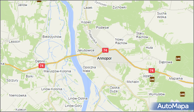 mapa Annopol powiat kraśnicki, Annopol powiat kraśnicki na mapie Targeo