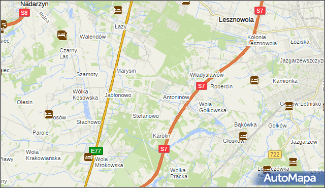 mapa Antoninów gmina Piaseczno, Antoninów gmina Piaseczno na mapie Targeo