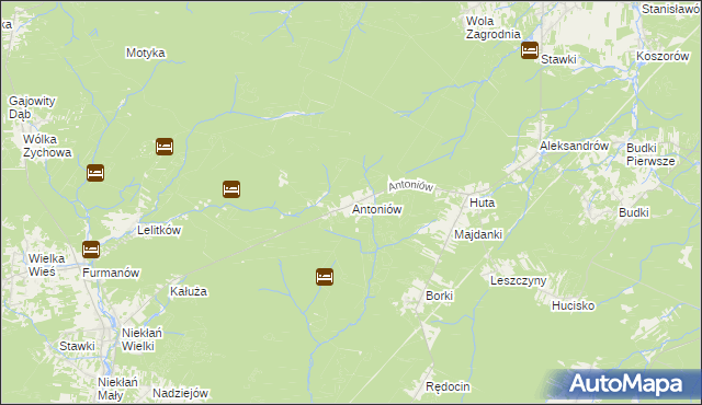 mapa Antoniów gmina Chlewiska, Antoniów gmina Chlewiska na mapie Targeo