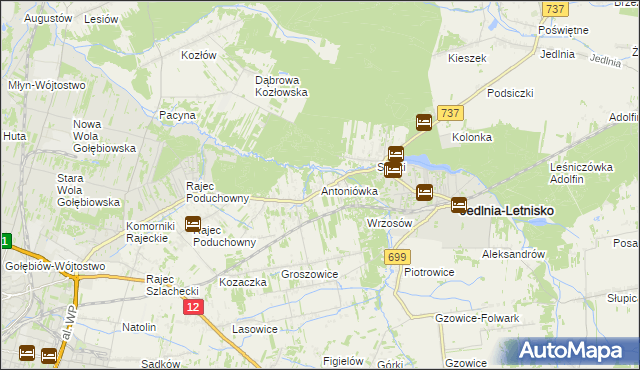 mapa Antoniówka gmina Jedlnia-Letnisko, Antoniówka gmina Jedlnia-Letnisko na mapie Targeo