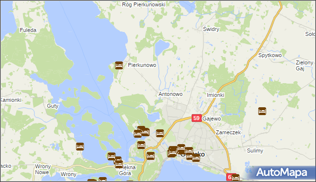 mapa Antonowo gmina Giżycko, Antonowo gmina Giżycko na mapie Targeo