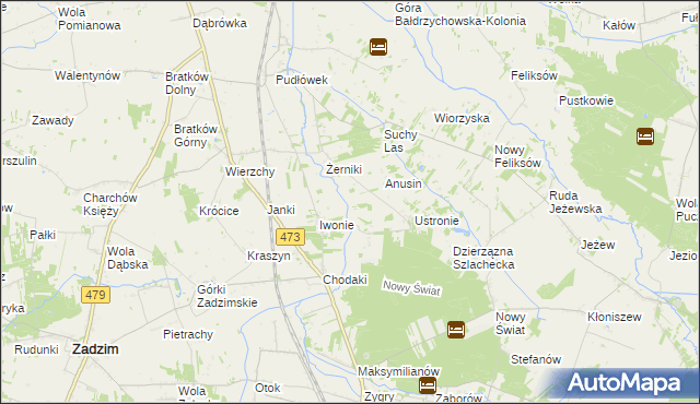 mapa Babiniec gmina Zadzim, Babiniec gmina Zadzim na mapie Targeo