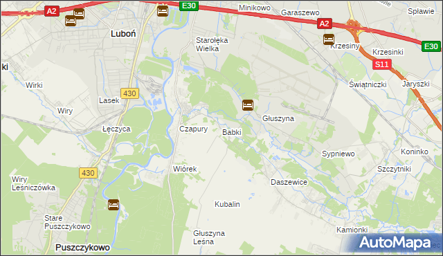 mapa Babki gmina Mosina, Babki gmina Mosina na mapie Targeo