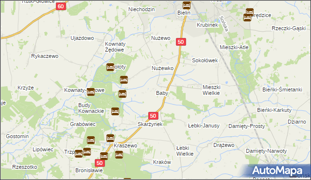 mapa Baby gmina Ciechanów, Baby gmina Ciechanów na mapie Targeo
