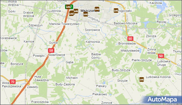 mapa Badów Górny, Badów Górny na mapie Targeo