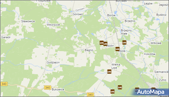 mapa Bagno gmina Oborniki Śląskie, Bagno gmina Oborniki Śląskie na mapie Targeo