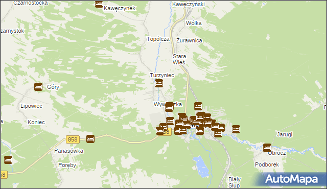 mapa Bagno gmina Zwierzyniec, Bagno gmina Zwierzyniec na mapie Targeo