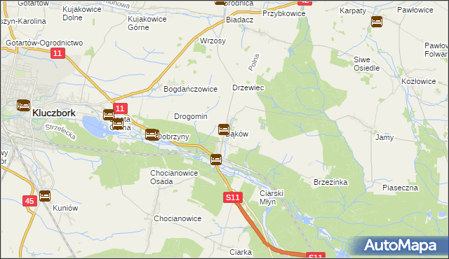 mapa Bąków gmina Kluczbork, Bąków gmina Kluczbork na mapie Targeo